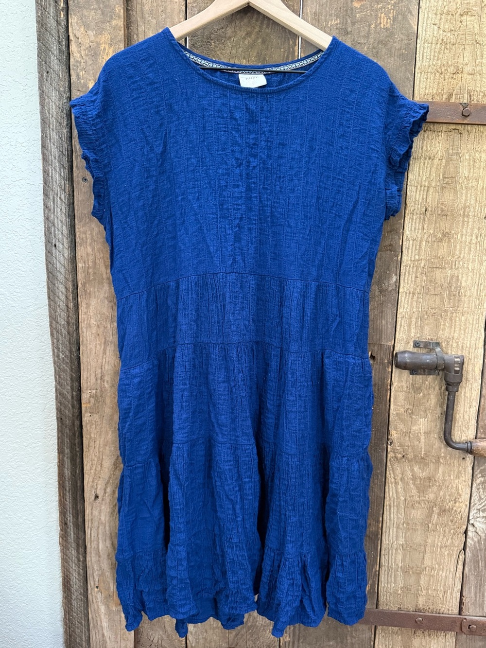 Knox Rose Cap Sleeve Tiered A-line Cobalt Blue Dress Women’s Size Lg Pockets EUC
